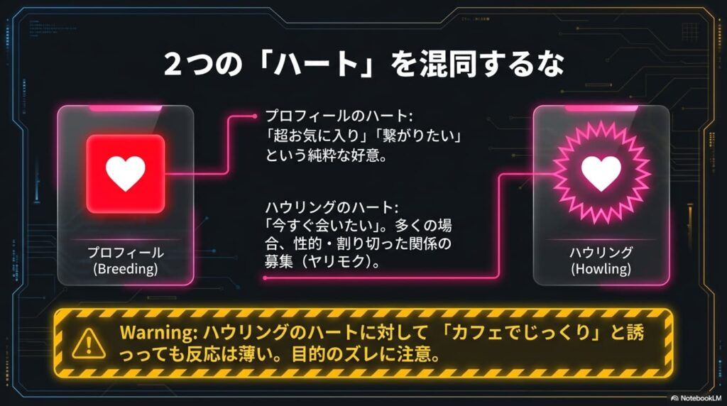 プロフィールのハートとブリーディング