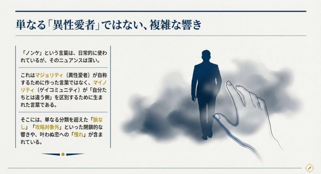 ノンケの意味と異性愛者を指す定義の解説