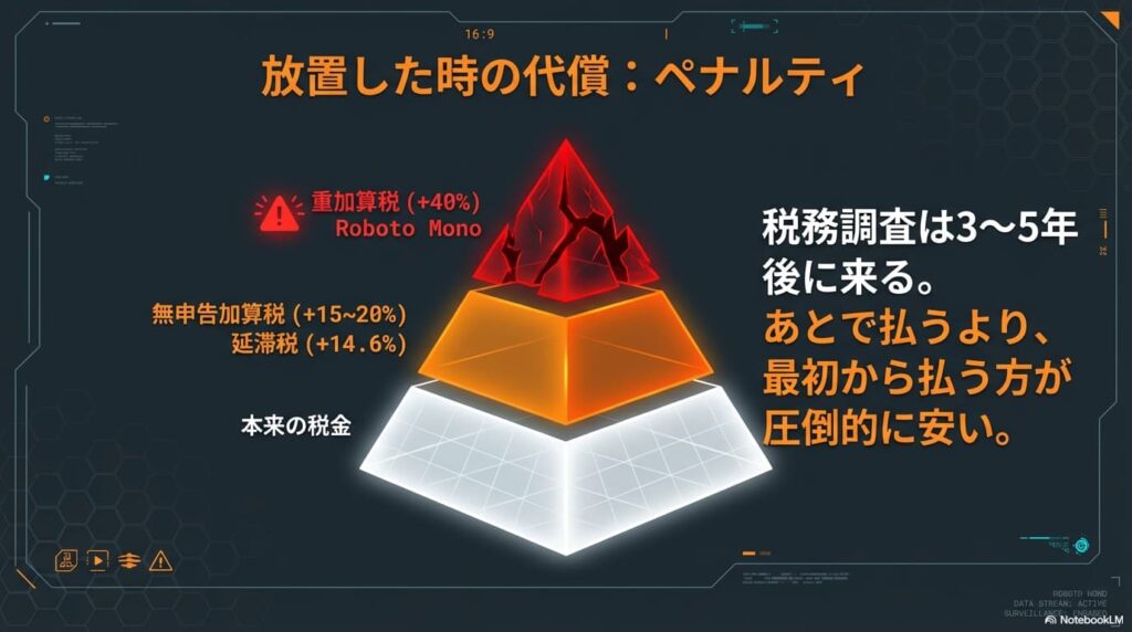 無申告がバレた時の追徴課税とペナルティ